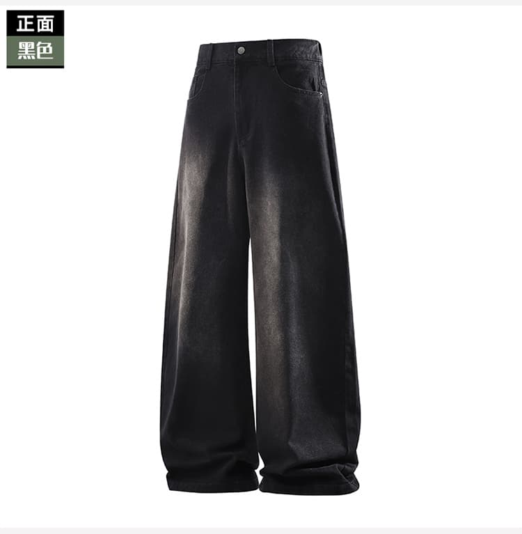 넓은 다리 가을 겨울 새로운 아메리칸 높음 거리 넓은 다리 청바지 남자 봄 가을 워싱 마 오래된 조수 브랜드 악당 잘 생긴 스트레이트 루즈핏 상세 이미지 15