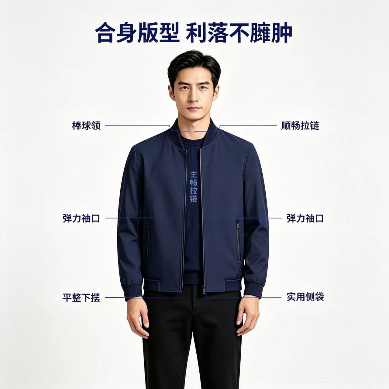 개체 품질 중년 남성 봄 가을 재킷 아빠 로드 중 새로운 트렌드 야구 스타일 칼라 트렌드 패션 캐주얼 긴팔 상세 이미지 21