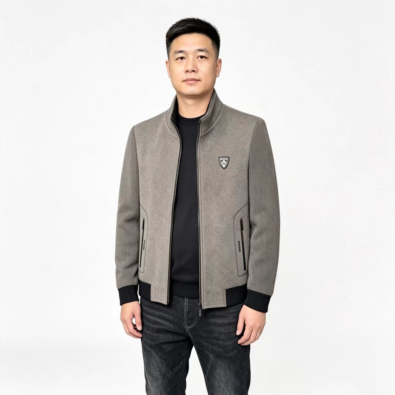 개체 높은 품질 중노년 가을 겨울 캐주얼 스탠드 칼라 자켓 남성 비즈니스 트렌드 모직 의류 쇼트 스타일 재킷 이미지 3