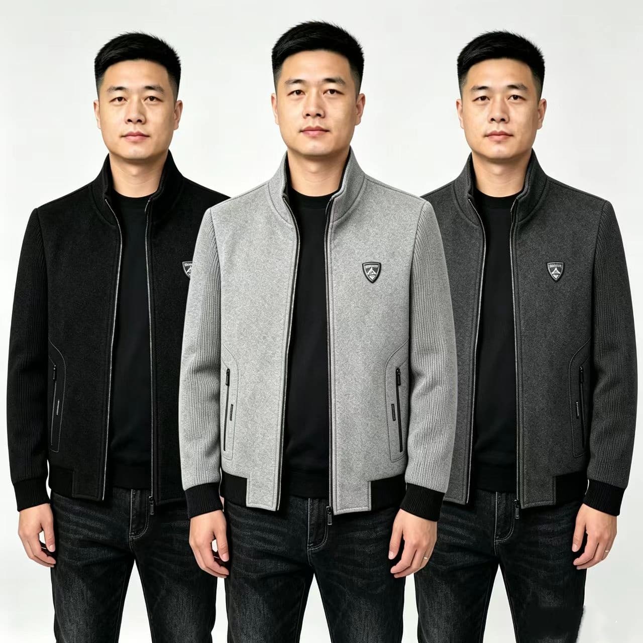 개체 높은 품질 중노년 가을 겨울 캐주얼 스탠드 칼라 자켓 남성 비즈니스 트렌드 모직 의류 쇼트 스타일 재킷 상세 이미지 9
