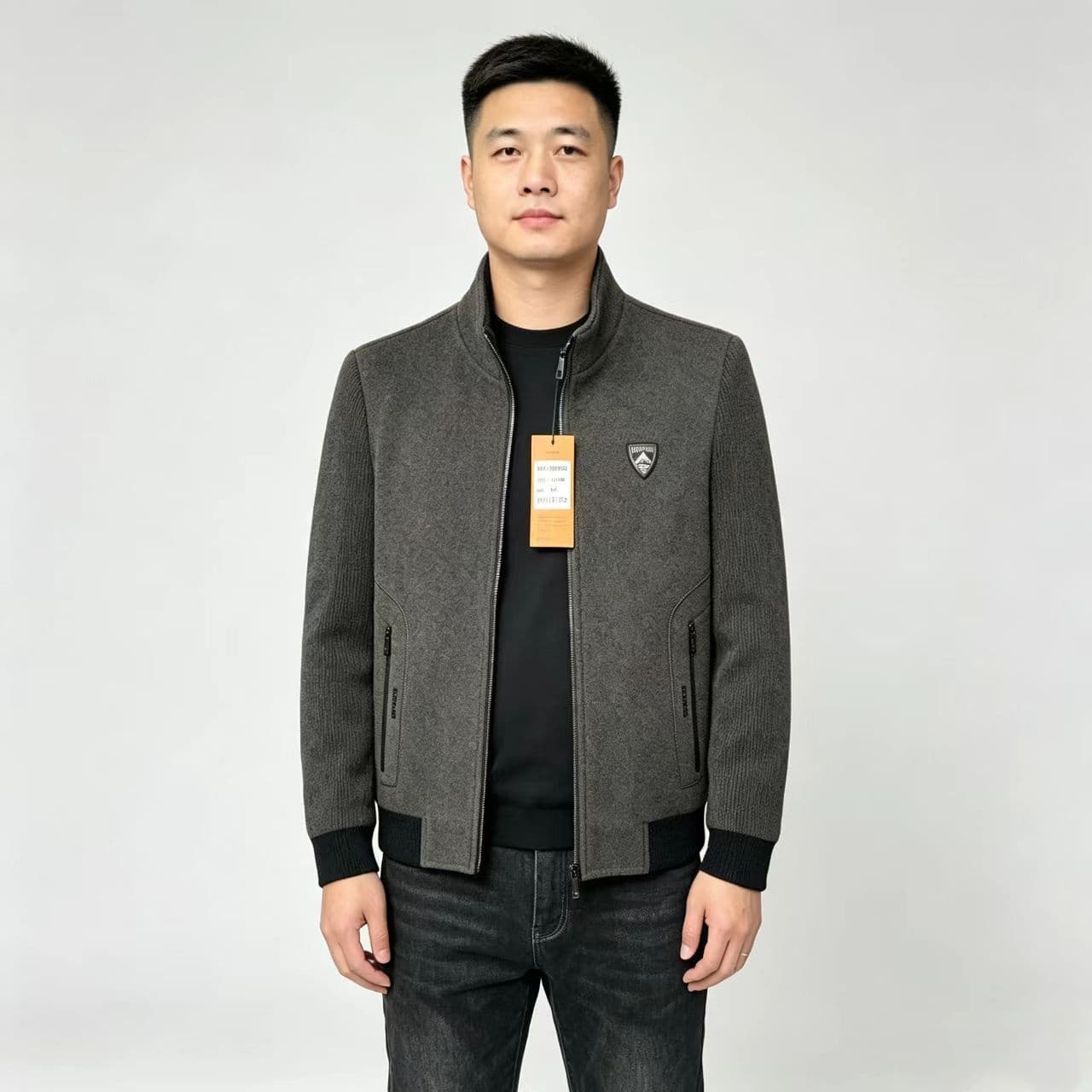 개체 높은 품질 중노년 가을 겨울 캐주얼 스탠드 칼라 자켓 남성 비즈니스 트렌드 모직 의류 쇼트 스타일 재킷 상세 이미지 10