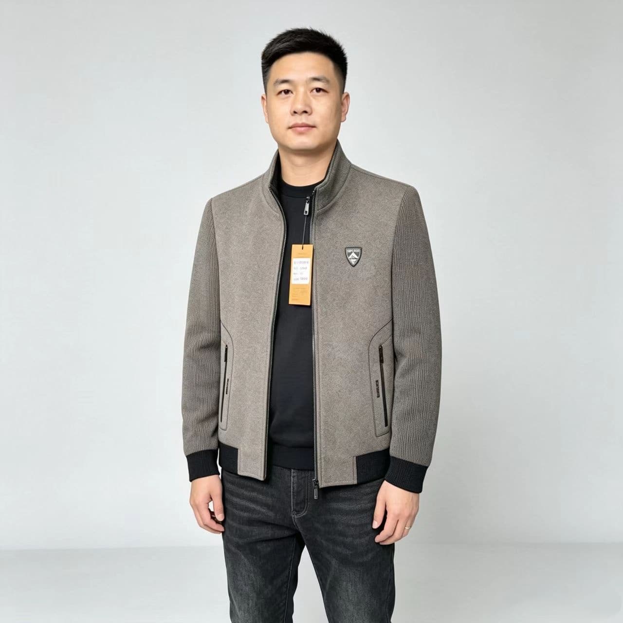 개체 높은 품질 중노년 가을 겨울 캐주얼 스탠드 칼라 자켓 남성 비즈니스 트렌드 모직 의류 쇼트 스타일 재킷 상세 이미지 11