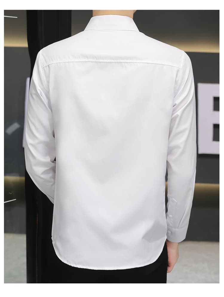 개체 고급 봄 가을 새로운 셔츠 남성 몸매 가꾸기 사업 수정 로드 중 긴팔 인치 의류 단색 비즈니스웨어 긴팔 상세 이미지 14