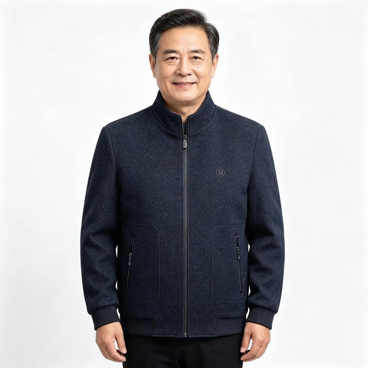개체 새로운 봄 가을 남성 스탠드 칼라 루즈핏 비즈니스 캐주얼 중노년 아빠 로드 중 재킷 높은 품질 재킷 상세 이미지 3