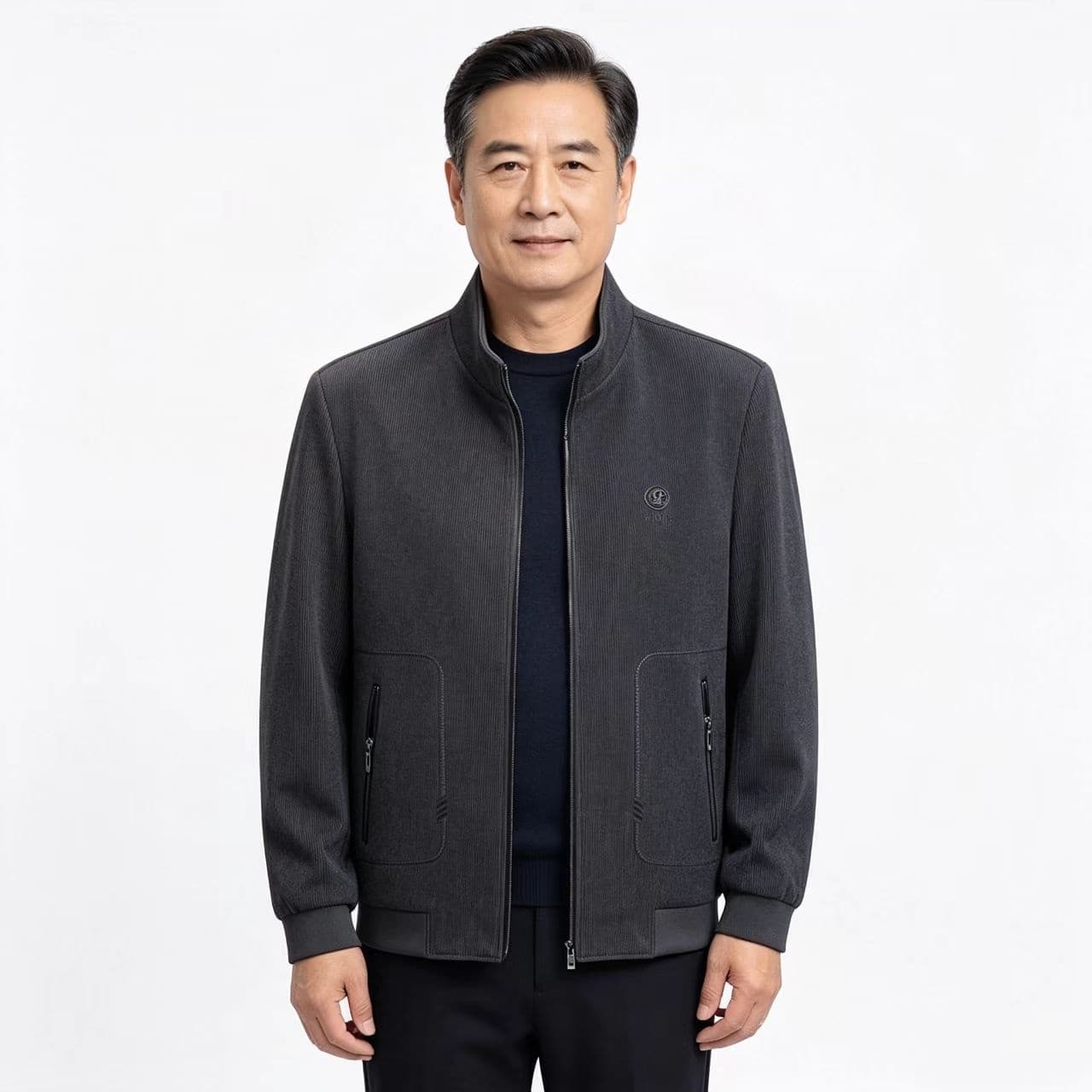 개체 새로운 봄 가을 남성 스탠드 칼라 루즈핏 비즈니스 캐주얼 중노년 아빠 로드 중 재킷 높은 품질 재킷 상세 이미지 5