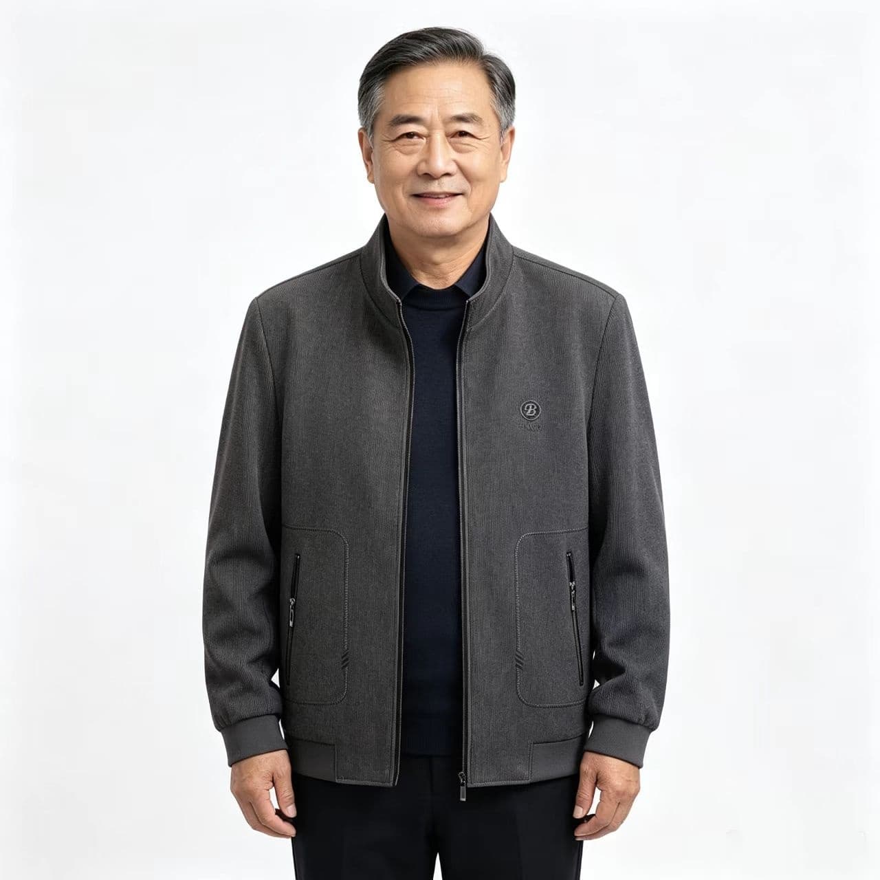 개체 새로운 봄 가을 남성 스탠드 칼라 루즈핏 비즈니스 캐주얼 중노년 아빠 로드 중 재킷 높은 품질 재킷 상세 이미지 7