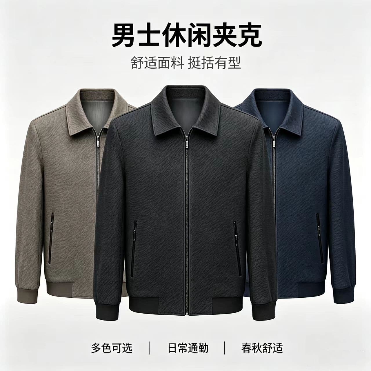 개체 폴로 칼라 남성 모직 재킷 빛 비즈니스 높은 품질 모직 코트 중년 보온 가을 겨울 잭 재킷 상세 이미지 3