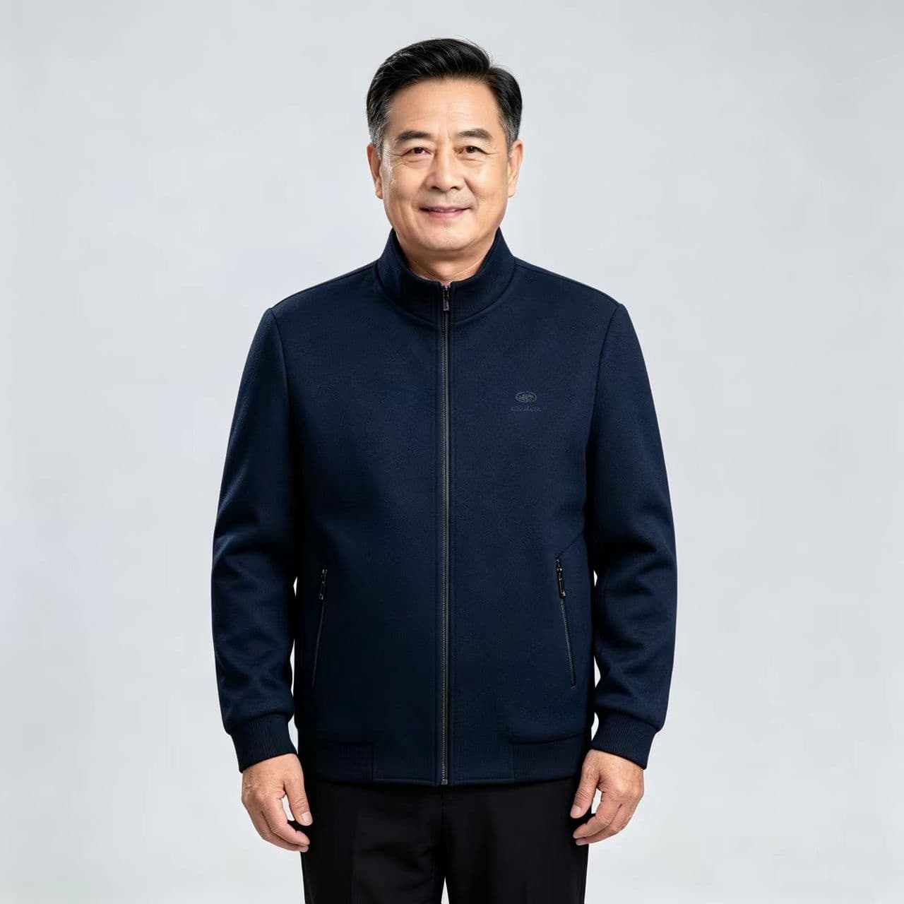 개체 스탠드 칼라 남성 모직 재킷 빛 비즈니스 높은 품질 모직 코트 중년 보온 가을 겨울 잭 재킷 이미지 3