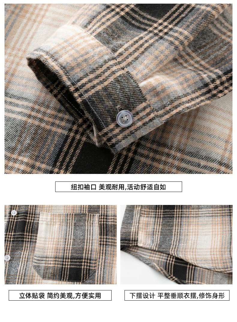 항구 바람 소년 센스 체크무늬 긴팔 셔츠 남성 여름 새로운 조수 브랜드 루즈핏 캐주얼 악당 잘 생긴 셔츠 재킷 상세 이미지 5