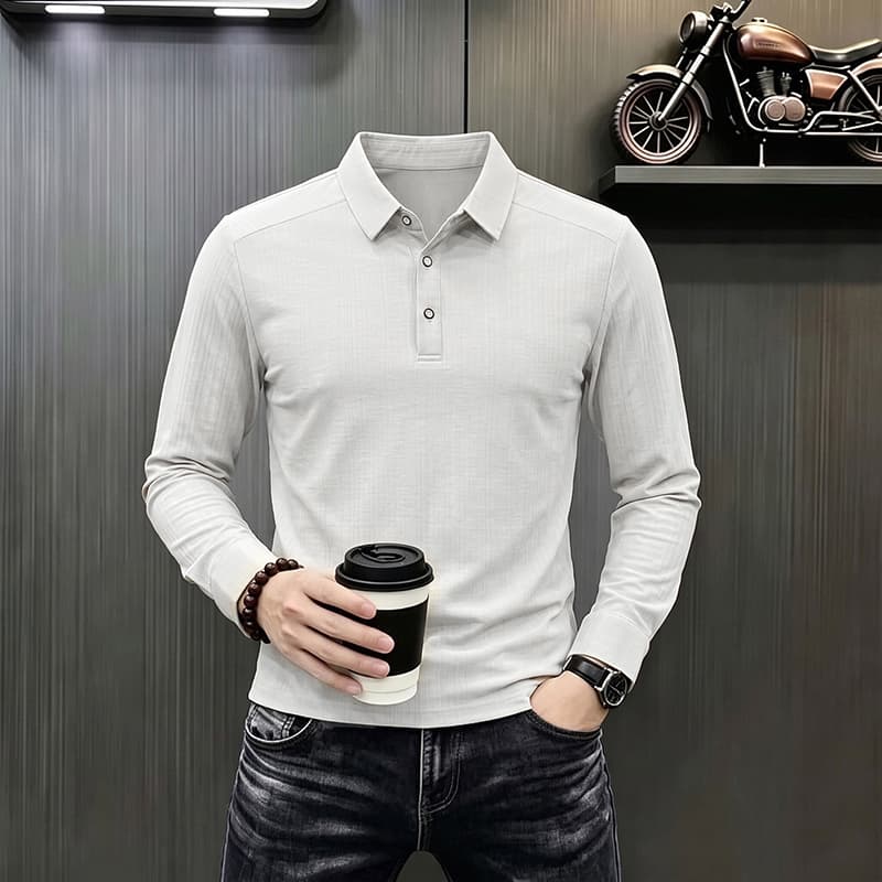 빛 럭셔리 긴팔 티셔츠 아빠 로드 중 새로운 가을 신제품 긴팔 POLO 셔츠 남성 의류 비즈니스 캐주얼 폴로 칼라 맨위