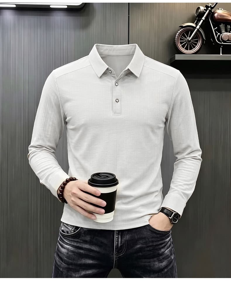 빛 럭셔리 긴팔 티셔츠 아빠 로드 중 새로운 가을 신제품 긴팔 POLO 셔츠 남성 의류 비즈니스 캐주얼 폴로 칼라 맨위 상세 이미지 21