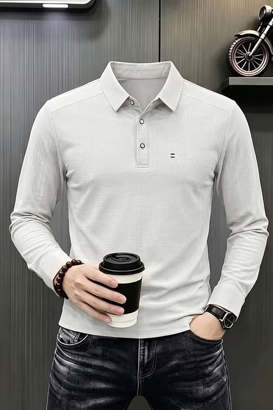 빛 럭셔리 긴팔 티셔츠 아빠 로드 중 새로운 가을 신제품 긴팔 POLO 셔츠 남성 의류 비즈니스 캐주얼 폴로 칼라 맨위 이미지 6
