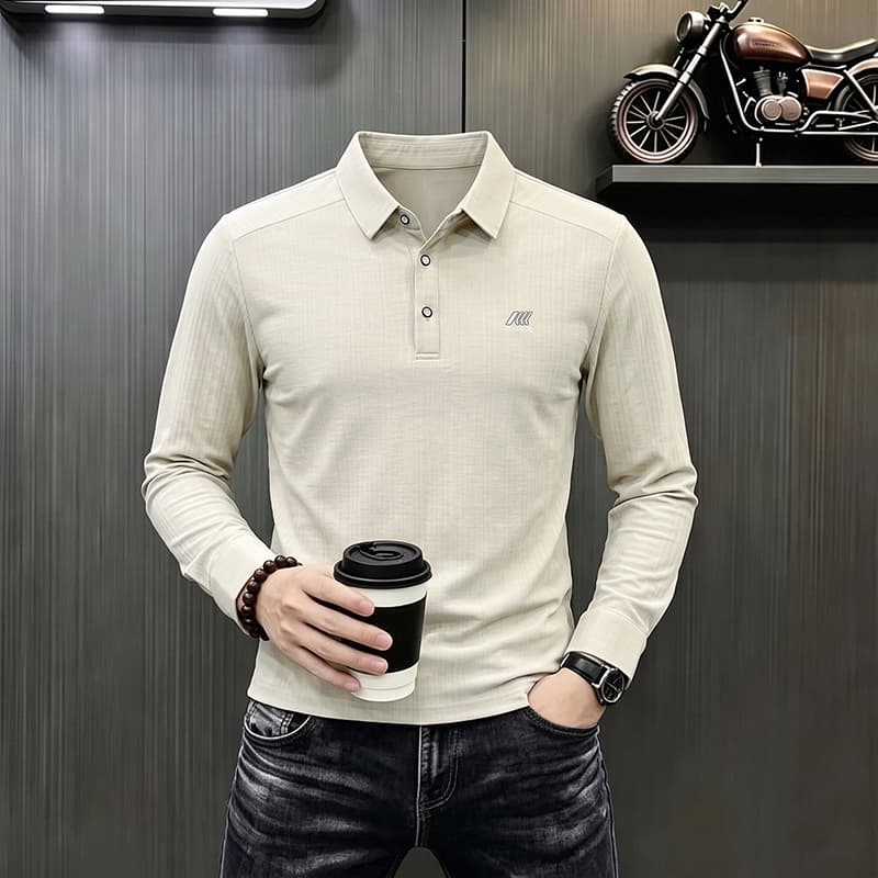 빛 럭셔리 긴팔 티셔츠 아빠 로드 중 새로운 가을 신제품 긴팔 POLO 셔츠 남성 의류 비즈니스 캐주얼 폴로 칼라 맨위
