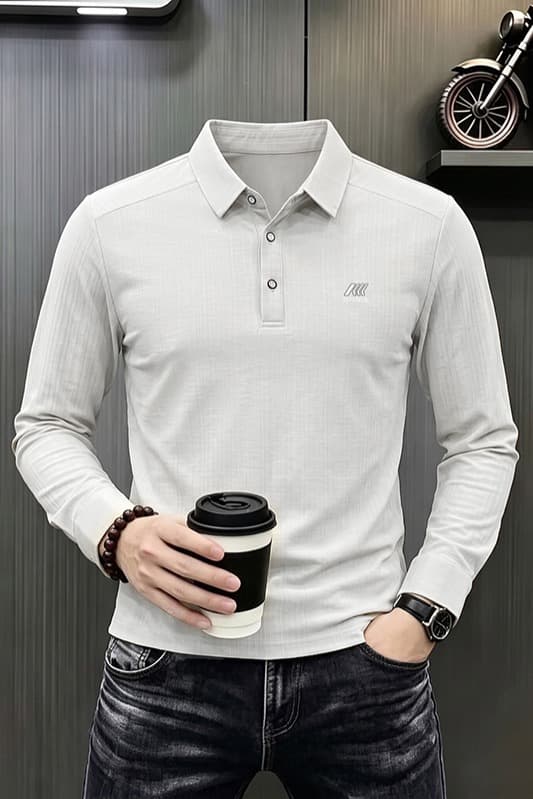 빛 럭셔리 긴팔 티셔츠 아빠 로드 중 새로운 가을 신제품 긴팔 POLO 셔츠 남성 의류 비즈니스 캐주얼 폴로 칼라 맨위 이미지 6