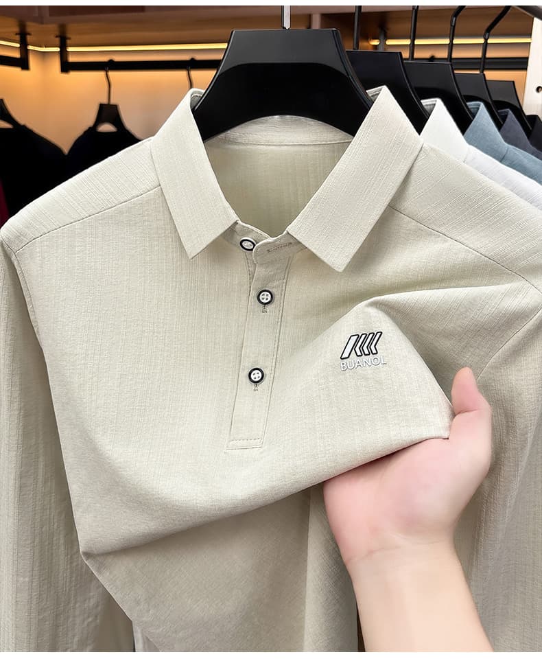 빛 럭셔리 긴팔 티셔츠 아빠 로드 중 새로운 가을 신제품 긴팔 POLO 셔츠 남성 의류 비즈니스 캐주얼 폴로 칼라 맨위 상세 이미지 14
