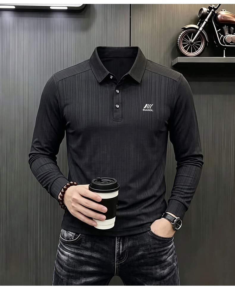 빛 럭셔리 긴팔 티셔츠 아빠 로드 중 새로운 가을 신제품 긴팔 POLO 셔츠 남성 의류 비즈니스 캐주얼 폴로 칼라 맨위 상세 이미지 33