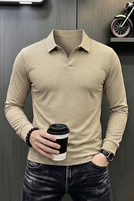 빛 럭셔리 긴팔 티셔츠 아빠 로드 중 새로운 가을 신제품 긴팔 POLO 셔츠 남성 의류 비즈니스 캐주얼 폴로 칼라 맨위 이미지 6