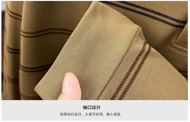 가을 새로운 티셔츠 남성 긴팔 스트라이프 프린트 POLO 셔츠 폴로 칼라 루즈핏 캐주얼 중년 패션 맨위 트렌디 상세 이미지 5
