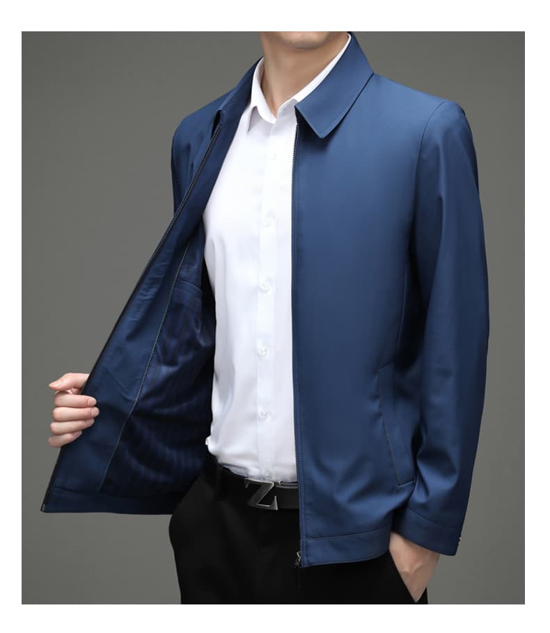 봄 가을 얇은 스타일 재킷 비즈니스 캐주얼 폴로 칼라 재킷 중노년 아빠 로드 중 자켓 맨위 남성 재킷 상세 이미지 30