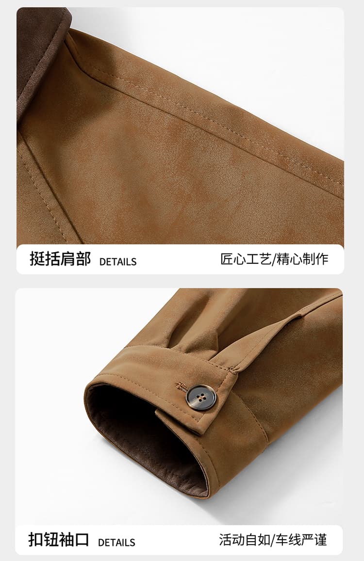 국경 간 가을 겨울 새로운 폴로 칼라 레트로 가죽 재킷 재킷 남자 캐주얼 다용도 트렌드 루즈핏 비즈니스 보온 가죽 자켓 상세 이미지 17