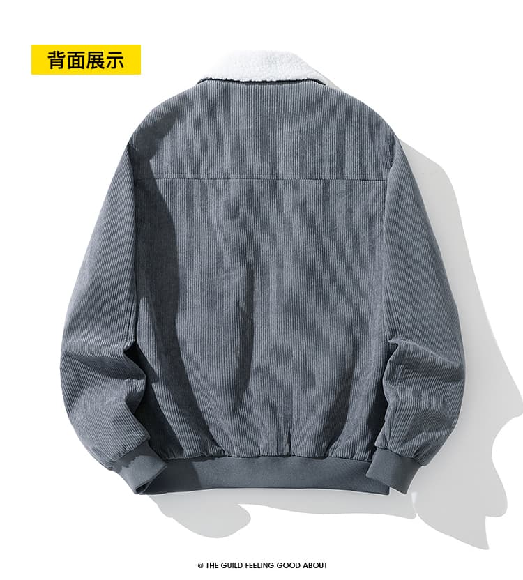 국경 간 폭발 코듀로이 캐주얼 재킷 재킷 봄 가을 겨울 남자 트렌드 항구 바람을 피우다 청년 폴로 칼라 털이 있는 맨위 상세 이미지 7