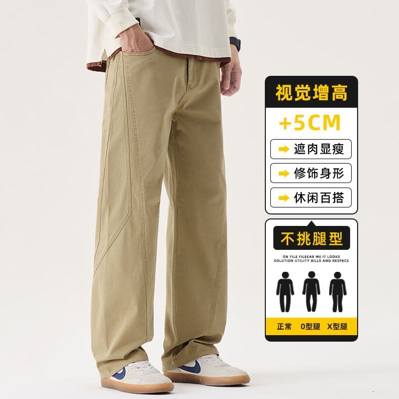 봄 가을 겨울 새로운 남성 순면 캐주얼 바지 스트레이트 루즈핏 아메리칸 워크웨어 다용도 허리밴드 남성 의류 긴 바지 이미지 5