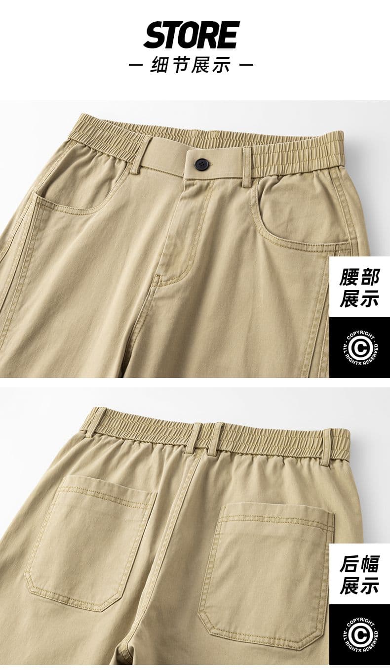 봄 가을 겨울 새로운 남성 순면 캐주얼 바지 스트레이트 루즈핏 아메리칸 워크웨어 다용도 허리밴드 남성 의류 긴 바지 상세 이미지 20