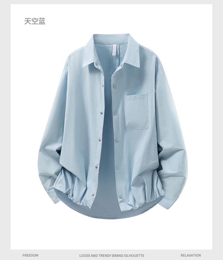 봄 가을 새로운 조수 브랜드 남성 캐주얼 오래된 돈 바람 루즈핏 인터넷 에디션 긴팔 남성 다용도 루즈핏 셔츠 긴팔 상세 이미지 10