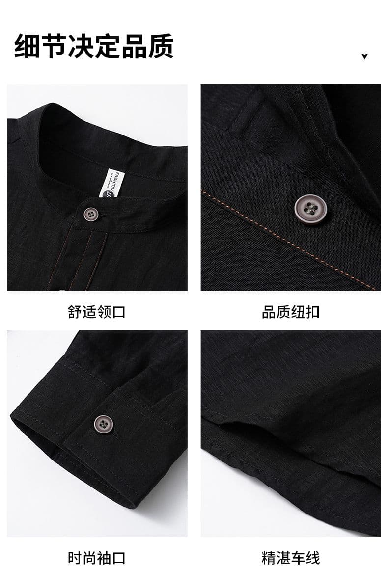 트렌드 새로운 아마 남자 긴팔 POLO 셔츠 미니멀리즘 캐주얼 단색 얇은 스타일 편안함 통기성 루즈핏 주간 실크 티셔츠 상세 이미지 4