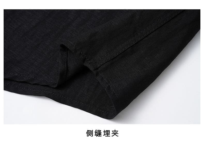 트렌드 새로운 아마 남자 긴팔 POLO 셔츠 미니멀리즘 캐주얼 단색 얇은 스타일 편안함 통기성 루즈핏 주간 실크 티셔츠 상세 이미지 5