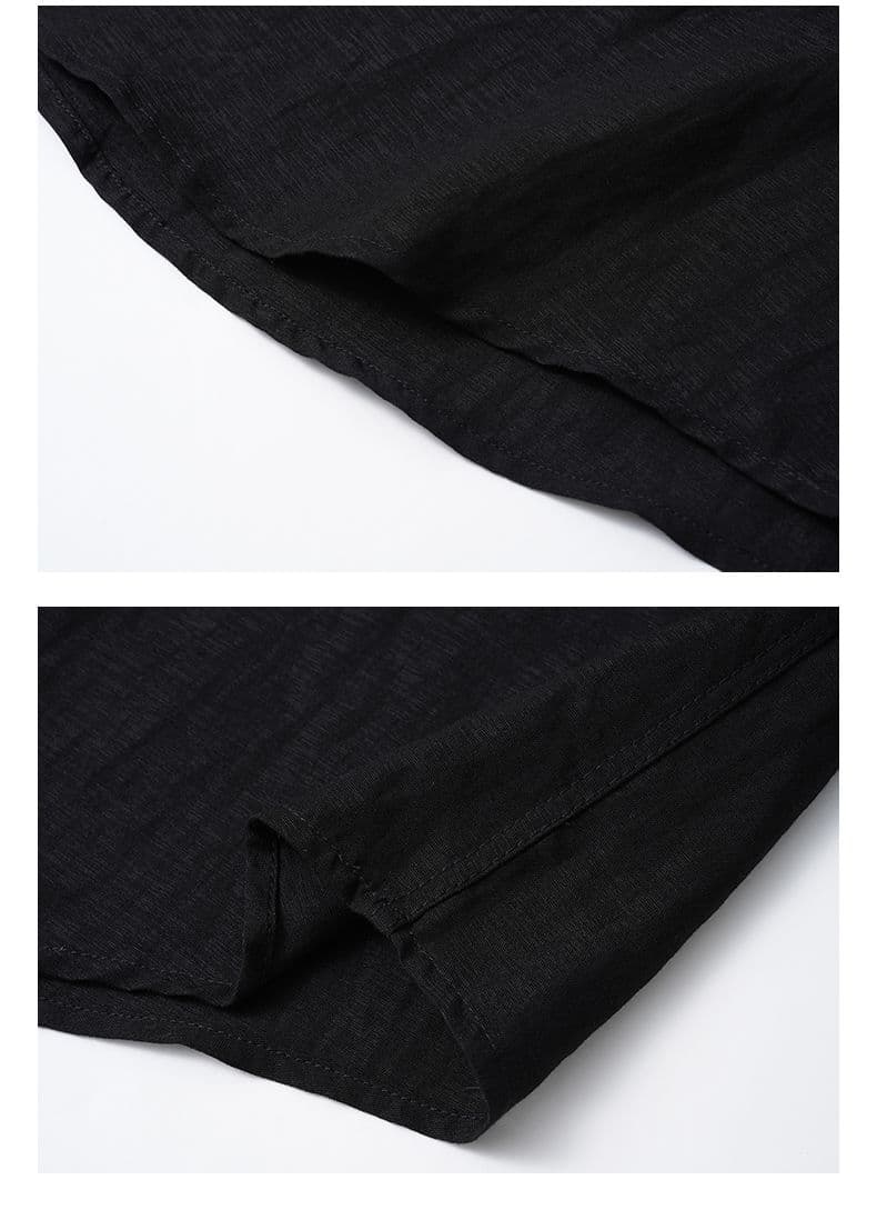 트렌드 새로운 아마 남자 긴팔 POLO 셔츠 미니멀리즘 캐주얼 단색 얇은 스타일 편안함 통기성 루즈핏 주간 실크 티셔츠 상세 이미지 14