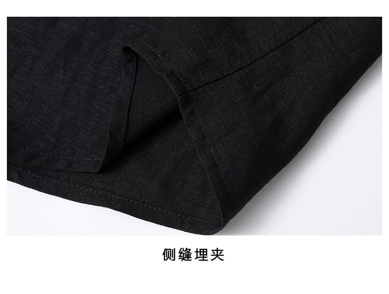 국경 간 가을 얇은 스타일 편안함 통기성 주간 실크 아마 주머니 긴팔 POLO 셔츠 미니멀리즘 캐주얼 단색 남성 의류 맨위 상세 이미지 5