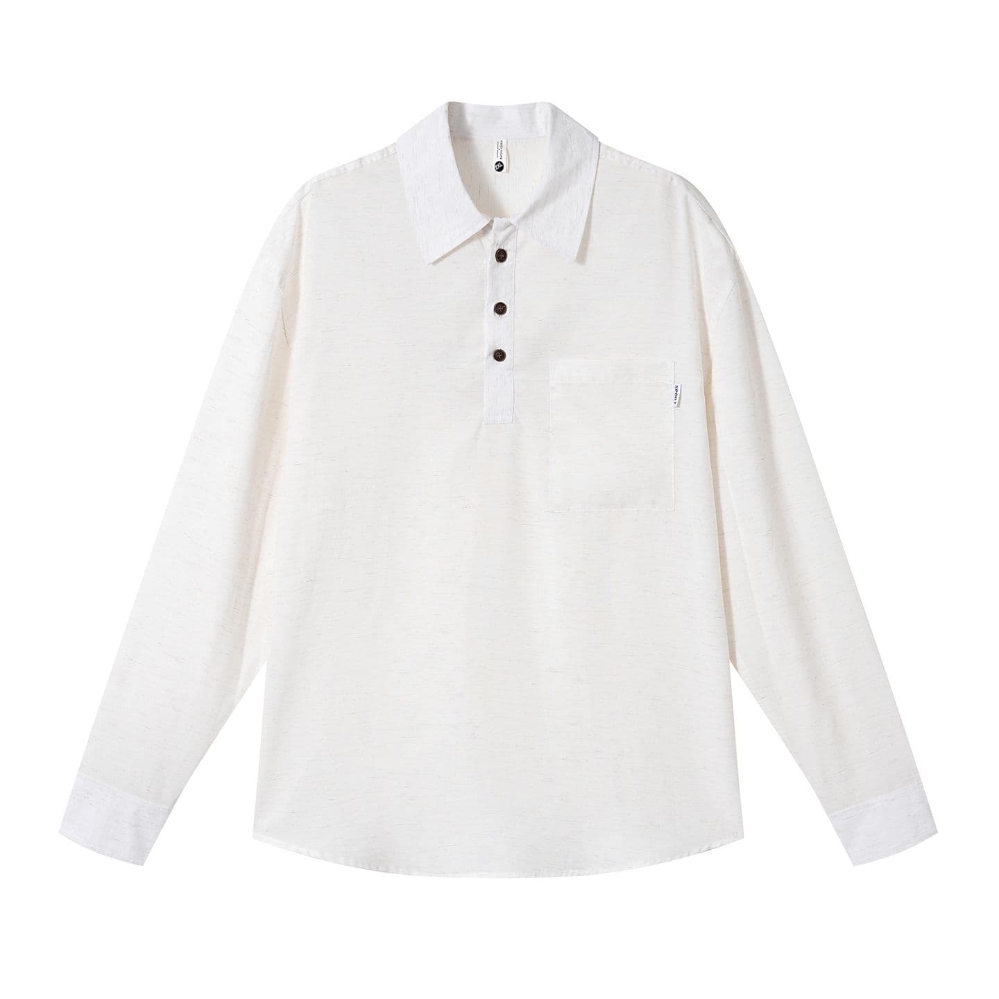 가을 얇은 스타일 주머니 단색 남성 POLO 셔츠 미니멀리즘 캐주얼 주간 실크 아마 풀오버 맨위 루즈핏 남성 의류 티셔츠 이미지 2