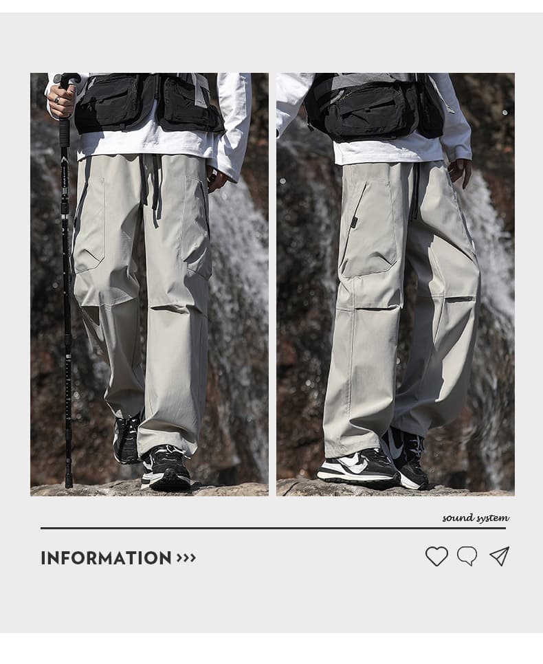 캐주얼 바지 봄 가을 남성 야외 허리밴드 와이드 레그 팬츠 루즈핏 다용도 스트레이트 아메리칸 캐주얼 낙하산 병 긴 바지 트렌디 상세 이미지 15