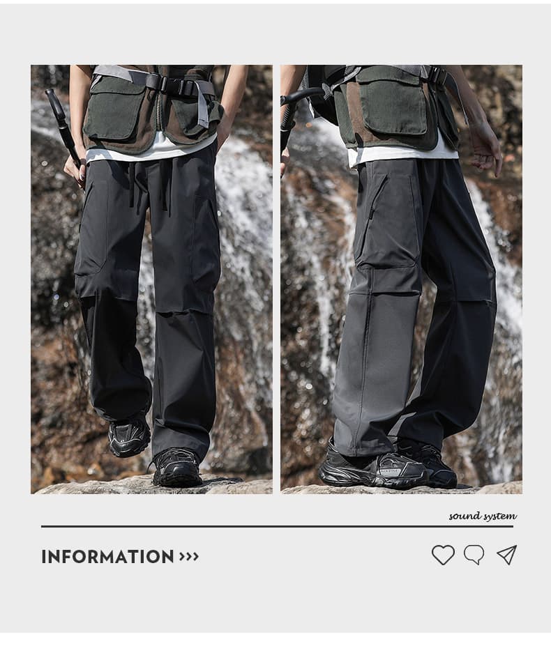 캐주얼 바지 봄 가을 남성 야외 허리밴드 와이드 레그 팬츠 루즈핏 다용도 스트레이트 아메리칸 캐주얼 낙하산 병 긴 바지 트렌디 상세 이미지 18