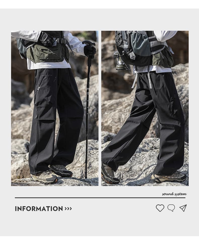 캐주얼 바지 봄 가을 남성 야외 허리밴드 와이드 레그 팬츠 루즈핏 다용도 스트레이트 아메리칸 캐주얼 낙하산 병 긴 바지 트렌디 상세 이미지 24
