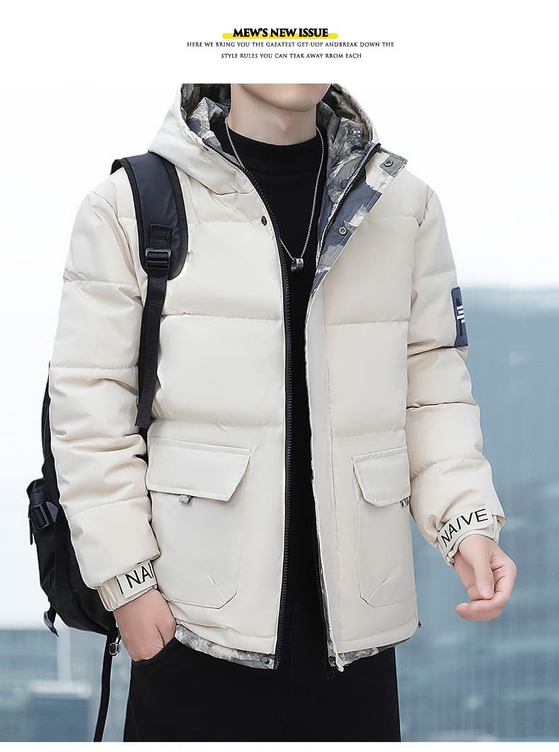 면 옷 가을 겨울 남성 폭발 루즈핏 패딩 재킷 높은 품질 두꺼운 보온 방한 방수 재킷 후드 남성 의류 상세 이미지 10