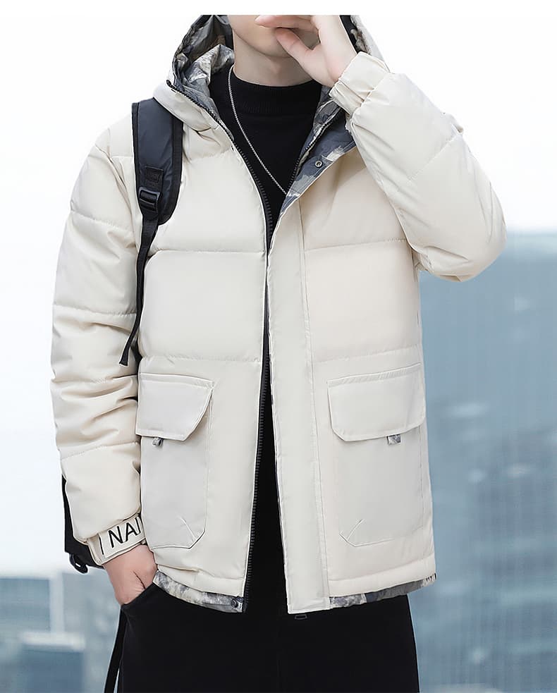 면 옷 가을 겨울 남성 폭발 루즈핏 패딩 재킷 높은 품질 두꺼운 보온 방한 방수 재킷 후드 남성 의류 상세 이미지 12