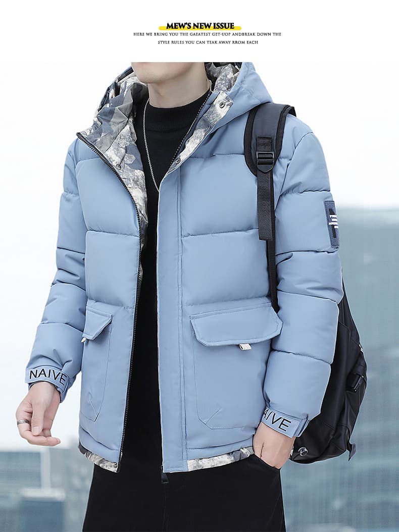 면 옷 가을 겨울 남성 폭발 루즈핏 패딩 재킷 높은 품질 두꺼운 보온 방한 방수 재킷 후드 남성 의류 상세 이미지 13