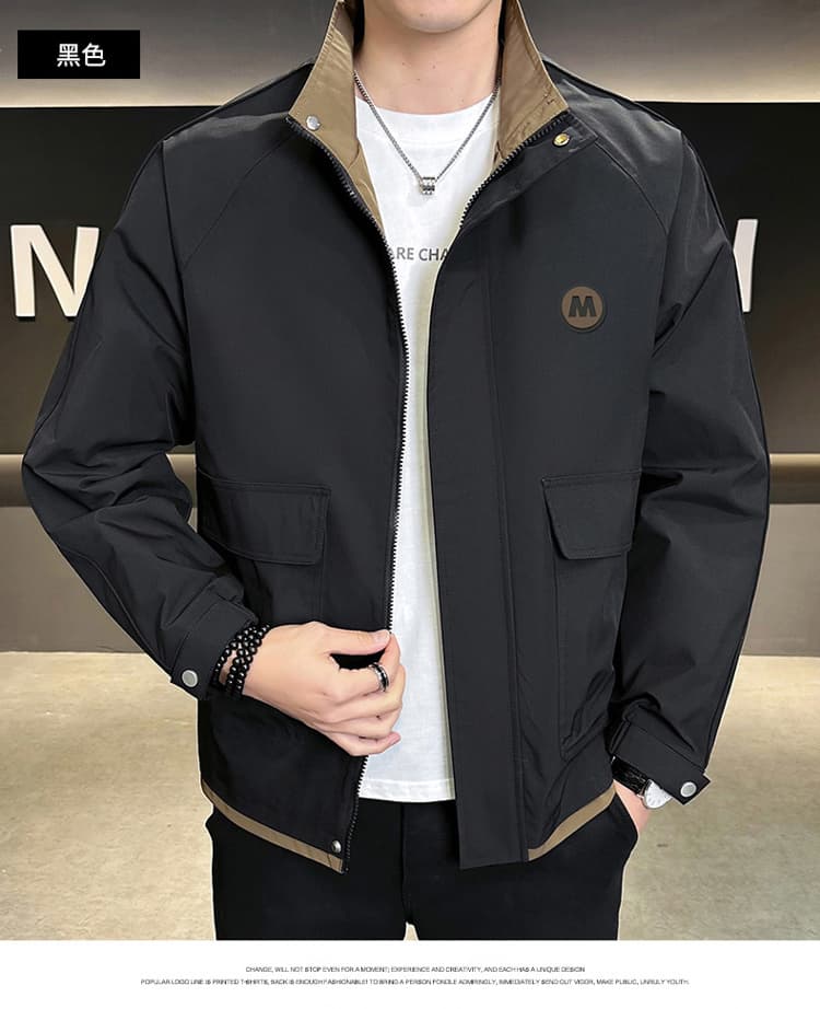 국경 간 봄 가을 중청년 워크웨어 요금 외투 남성 모자 포함 셔츠 조수 브랜드 루즈핏 스탠드 칼라 재킷 맨위 상세 이미지 14