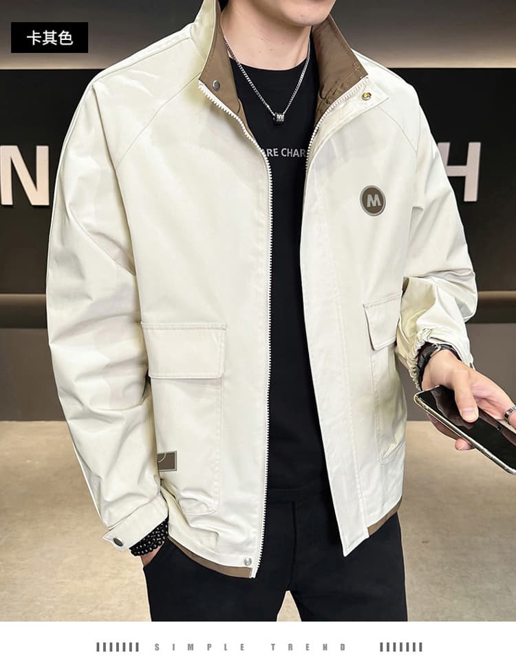 국경 간 봄 가을 중청년 워크웨어 요금 외투 남성 모자 포함 셔츠 조수 브랜드 루즈핏 스탠드 칼라 재킷 맨위 상세 이미지 20