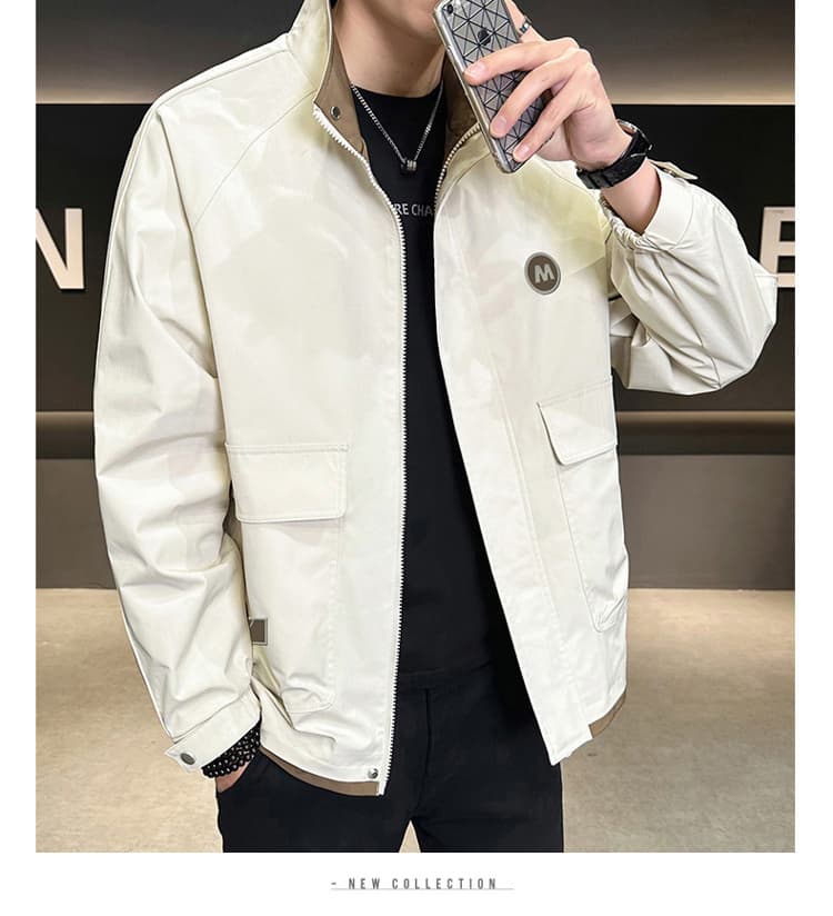 국경 간 봄 가을 중청년 워크웨어 요금 외투 남성 모자 포함 셔츠 조수 브랜드 루즈핏 스탠드 칼라 재킷 맨위 상세 이미지 24