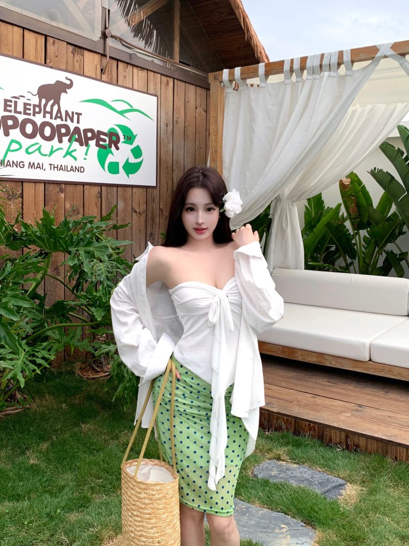 실사 정가 여름 새로운 휴가 바람 튜브탑 맨위 여성 디자인 센스 웨이브 측면 스트랩 망사 조끼 상세 이미지 4