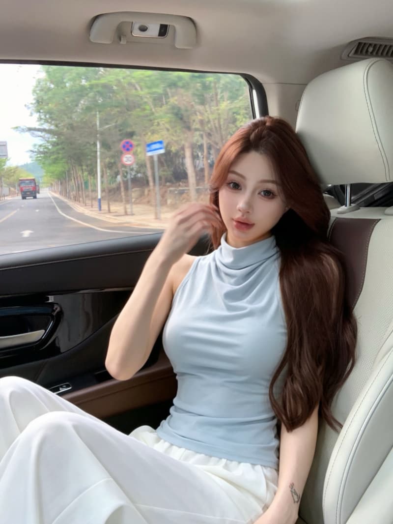 실사 정가 작은 말 자수 백리스 티셔츠 여성 라이 경기 서울 주간 실크 흔들다 칼라 조끼 느긋한 맨위 상세 이미지 25