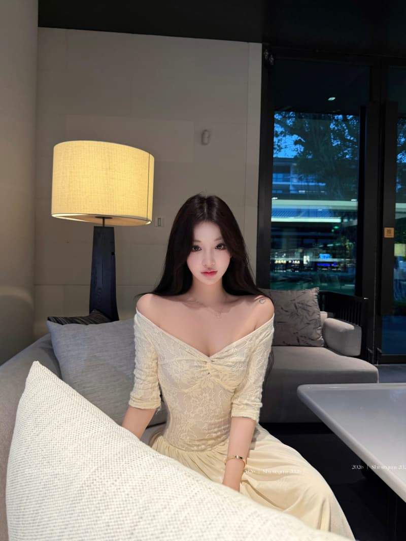 실사 정가 쌀 살구 우아한 시리아 프랑스식 레트로 허리 수축 중간 소매 큰 진자 드레스 상세 이미지 7