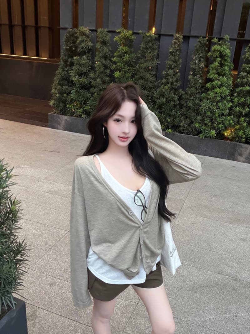 실사 정가 자외선 차단 오픈 가디건 외부 가져 가라. 루즈핏 블라우스 긴팔 에어컨 셔츠 고급 센스 숄 다용도 맨위 상세 이미지 3