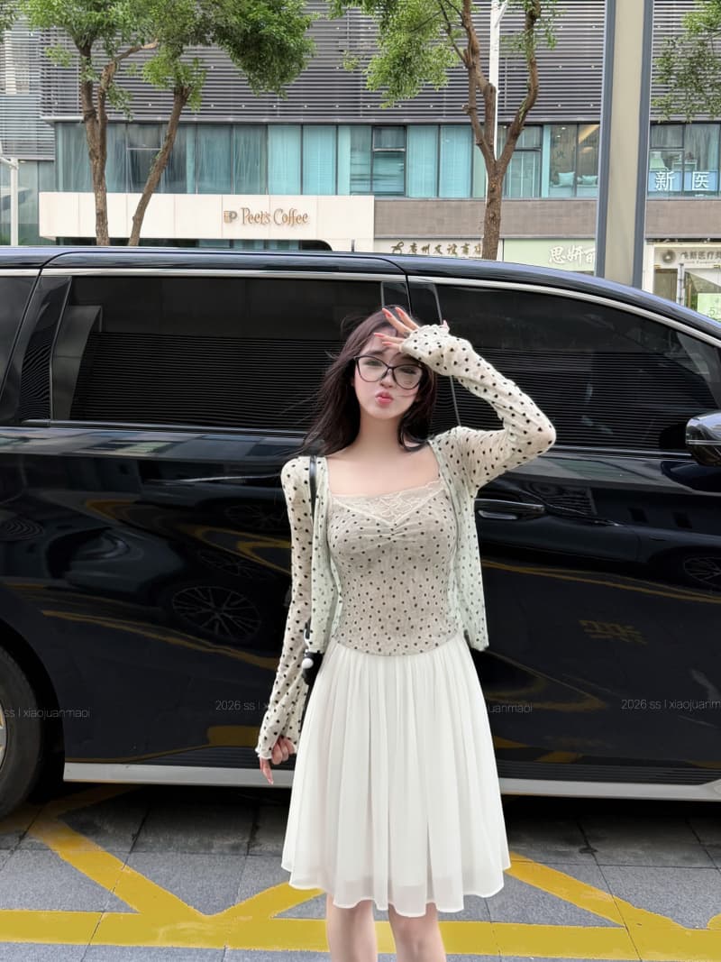 실사 정가 순수한 욕망 레이스 조각 페이크 레이어드 슬립 오픈 가디건 맨위 여성 상세 이미지 10