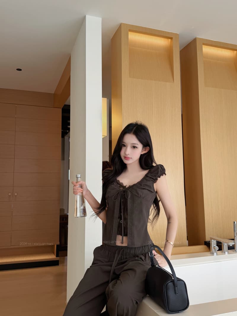 실사 정가 한 부서 페이크 레이어드 맨위 와이드 레그 팬츠 느슨함 캐주얼 자이언트 잘 생긴 고유 한 여름 작은 세트 상세 이미지 16