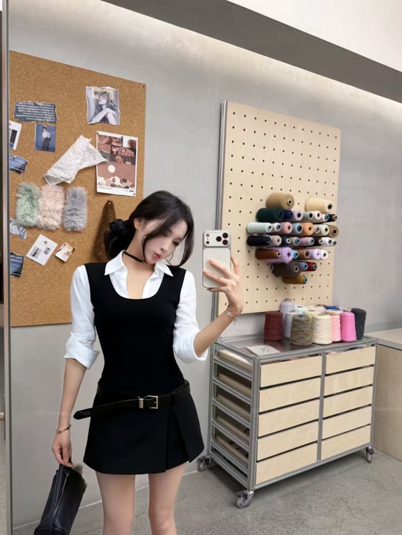 실사 정가 가을 새로운 긴팔 몸매 가꾸기 슬림해 보이는 페이크 레이어드 디자인 센스 셔츠 이미지 4