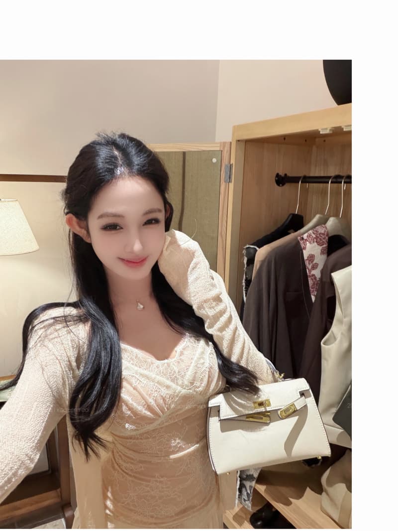 실사 정가 Breeze 프랑스식 낭만주의 디자인 센스 오픈 가디건 레이스 슬립 와이드 레그 팬츠 세트 상세 이미지 18